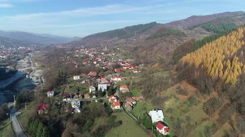 Beautiful Town Between Mountains 4k