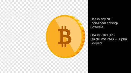 Looped Rotating Gold Bitcoin Coin Animation