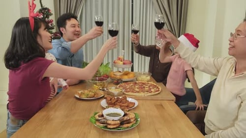 Festive Family Holiday Dinner Celebration at Home