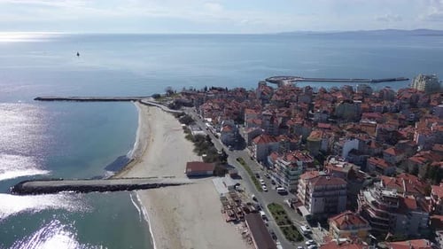 View From a Height of the City of Pomorie Which is Located on the Peninsula of Bulgaria and is
