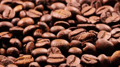 Roasted Brown Coffee Beans Close Up.