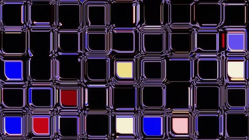 Abstract Digital Grid Pattern with Colorful Morphing Squares