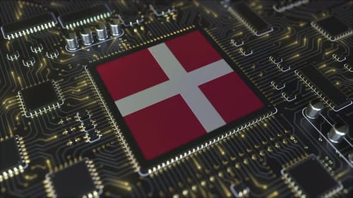 Bandeira Nacional da Dinamarca no chipset operacional
