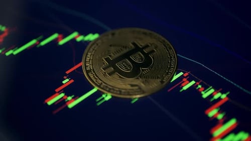 Bitcoin Coin on a Trading Graph