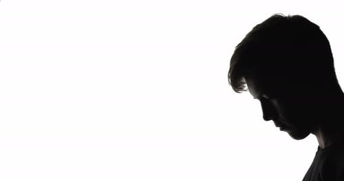 Trauriger Mann Silhouette Emotionale Krise Nachdenklicher