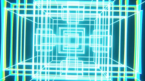 Futuristic Glowing Grid Tunnel Loop Background Animation