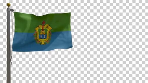 Realistic Waving Flag with Detailed Emblem on Alpha Channel
