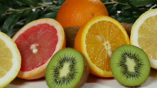 Assorted Fresh Fruits on White Background