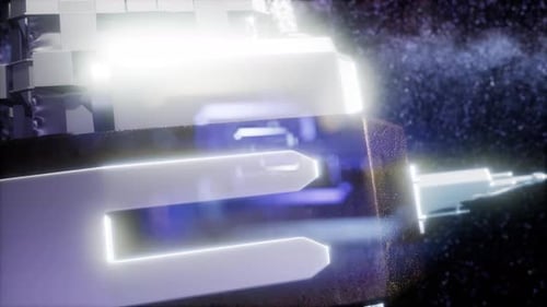 Futuristic Space Station Animated in Deep Space Galaxy