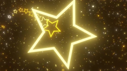 Beautiful Shining Star Shaped Golden Roller Coaster Tunnel Sparkling - 4K