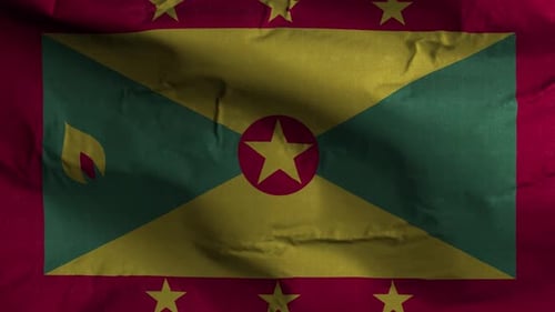 Grenada Flag Waving Realistic Loop Animation