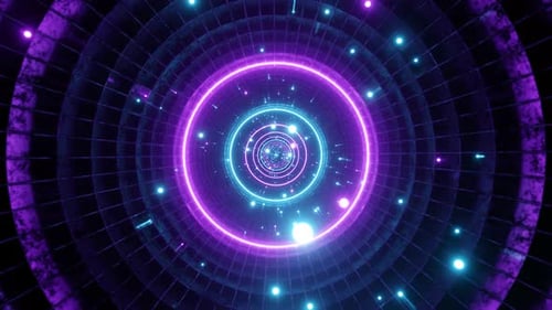 Seamless Loop Motion Graphic of Flying into Rotation Circle Tunnel