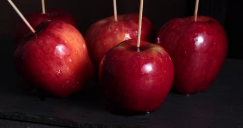 Candy apples close up