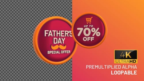 Fathers Day Up To 70 Percent Off Bage Looping with Alpha Channel