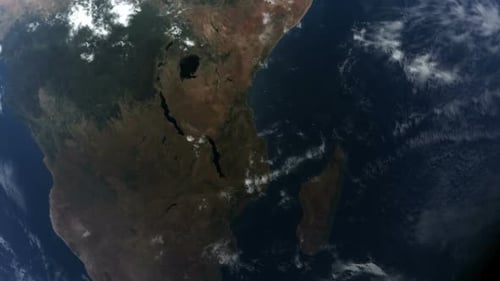 Rotating Planet Earth Zoom-in from Space