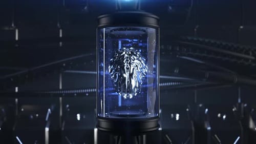 Futuristic human brain encapsulated in a digital space,