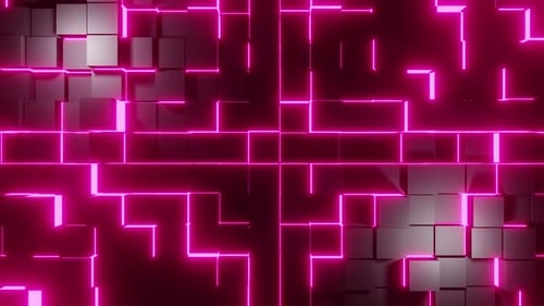 Pink Illumination Of The Dark Cubes Background Vj Loop 4K