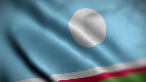 Sakha Republic Flag Waving in Realistic Fabric Animation