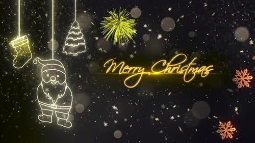 Elegant Merry Christmas Glowing Line Art with Snowflakes