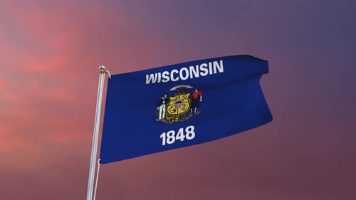 Realistic Wisconsin State Flag Waving Animation