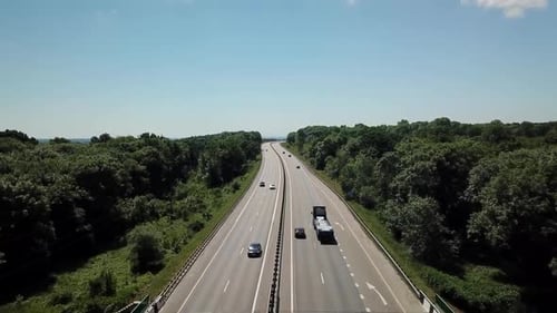 Aerial Shot Of A Highway Passing Through The Rural Countryside