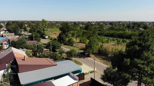 Aerial view of the Russian village.