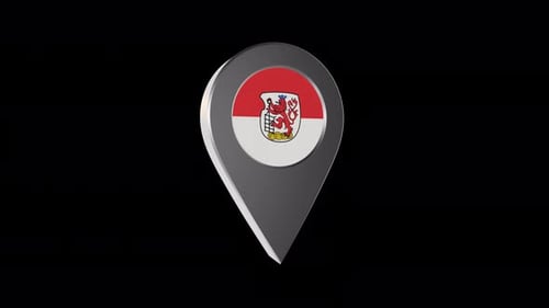 3d Animation Map Navigation Pointer With Flag Of Wuppertal (Germany) With Alpha Channel - 4K