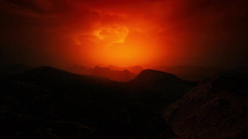Dramatic Sky Over Rocky Mountains at Sunset