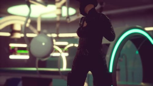 Futuristic Woman in Sci Fi Laboratory