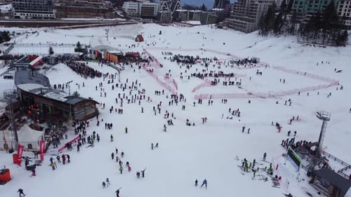 Aerial View Mountain Ski Resort Touristic Center Of Olympic Mountain Bjelasnica Sarajevo 4K