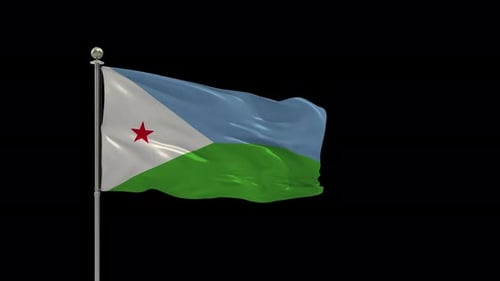 Realistic Djibouti National Flag Waving Seamless Loop Animation