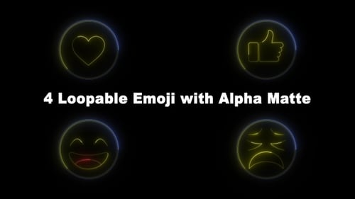 Loopable Neon Emoji Icons Pack with Alpha Channel