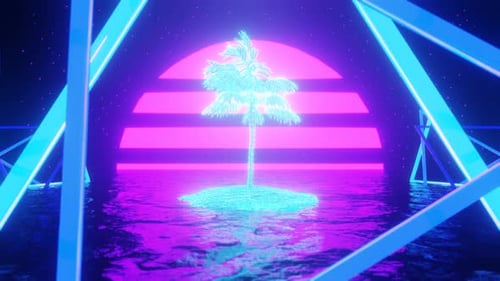 Neon Retro Synthwave Palm Tree Loop Animation