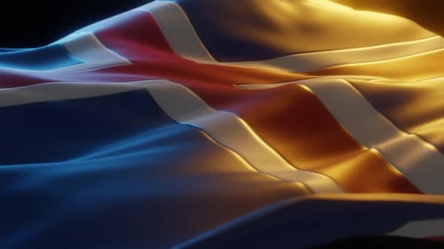United Kingdom Flag Waving with Dramatic Lighting