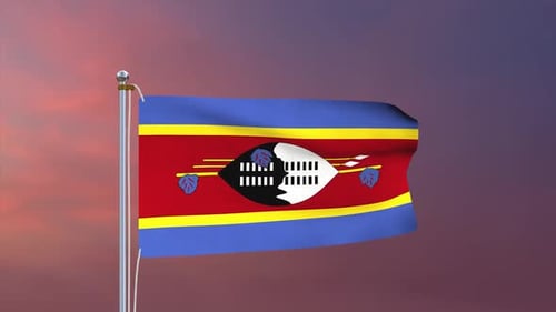 Realistic 3D Animation of the Eswatini National Flag Waving
