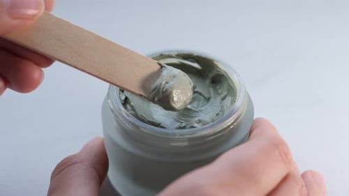 Cosmetic Cream in Jar with Wooden Applicator