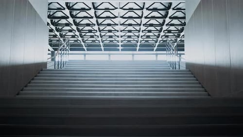 Indoor Architecture Stairs Tracking Upward