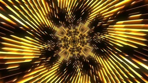 Abstract Golden Geometric Light Tunnel Background Loop