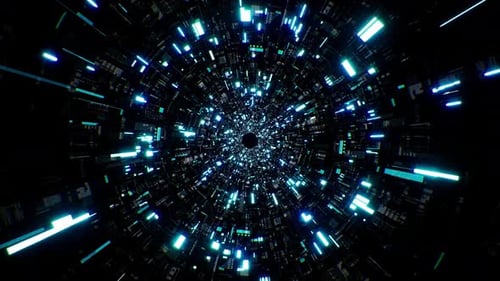Sci Fi Technology Particles Tunnel Loop 4K 02