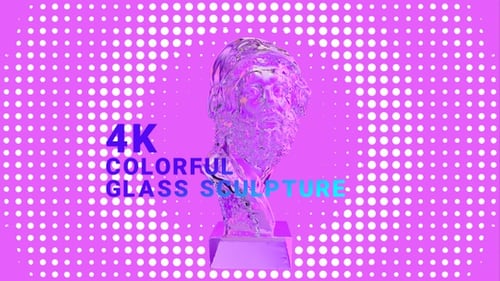 Abstract Glass Bust Sculpture with Dynamic Color Background
