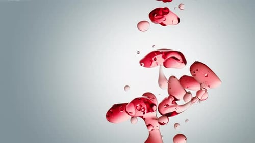 Abstract Light Red Liquid Droplets and Bubbles