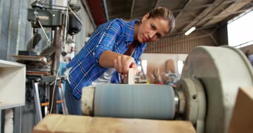 Carpenter at work in the studio