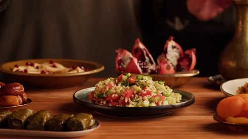 Tabbouleh Vegetable Salad Closeup Middle Eastern National Traditional Food