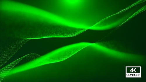 Digital Green Particles Wave Flow Background Animation Loop V3
