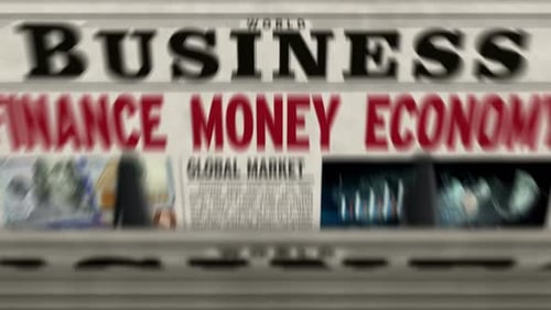 Business Finance Economy Retro Newspaper Scrolling Headline
