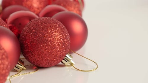 Red Christmas Ornaments Close-Up