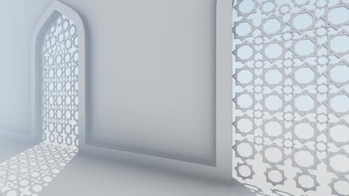 Muro de pasillo blanco con decoraciones islámicas en estilo de Oriente Medio 1