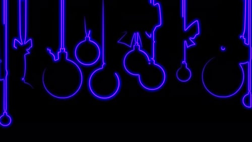 Animation von Weihnachtskugeln nahtlos bewegten Neonlinien. 2D-Animation zu einem Weihnachtsthema