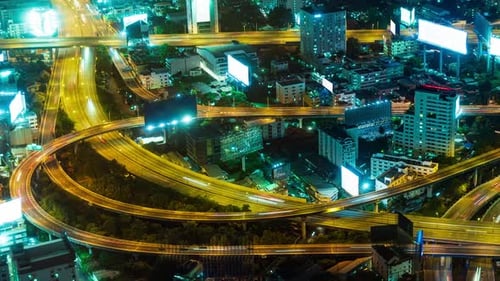 City Road Junction Traffic on the Roads of the Night City