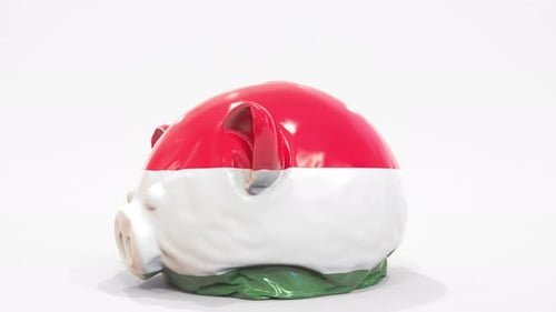 Deflating Inflatable Piggy Bank with Flag of Hungary